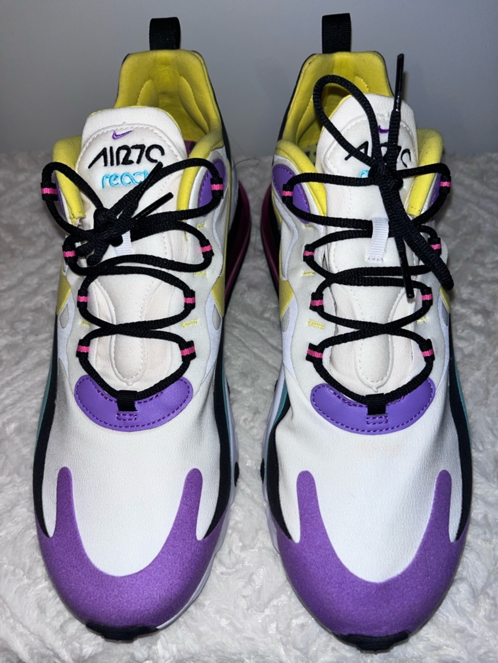 Nike Air Max 270 React— White / Purple / Yellow